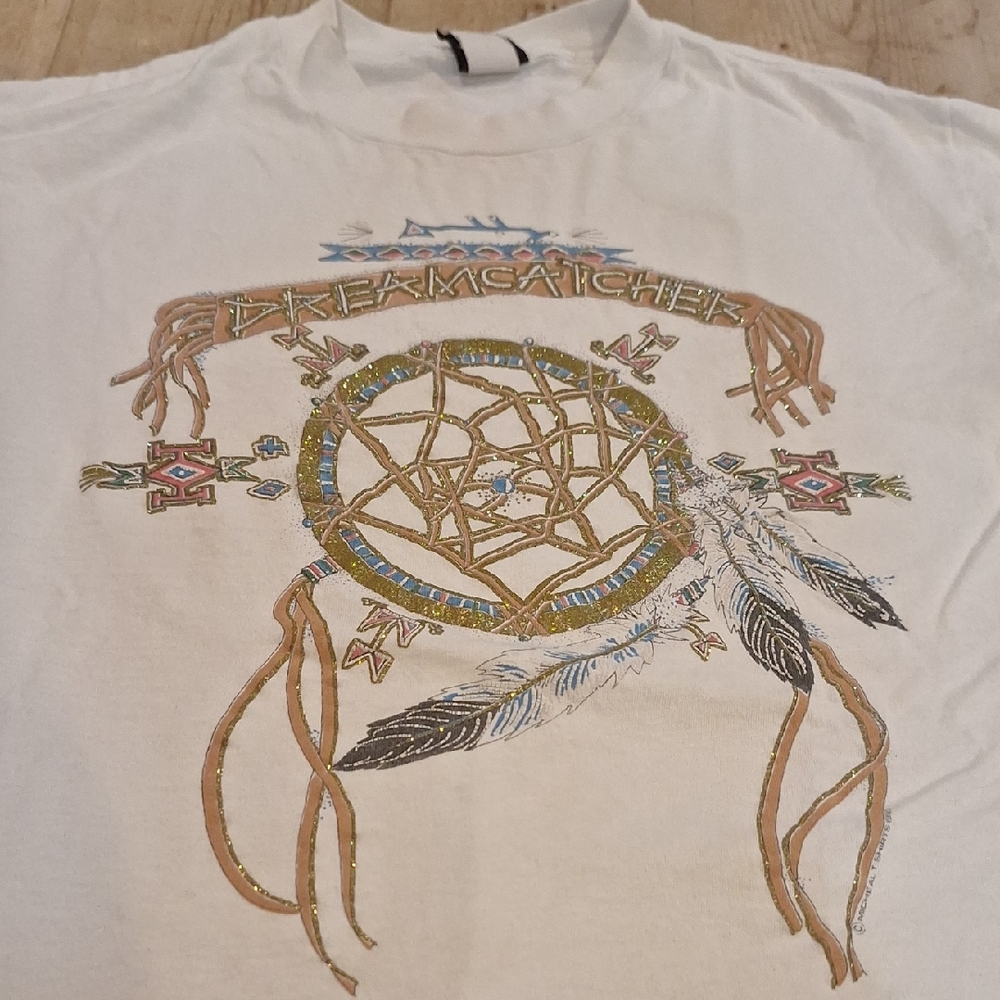 Vintage Made In USA Dreamcatcher‎ Single Stitch Graphic T-Shirt Glitter Native M